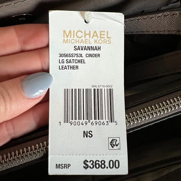 Michael Kors Savannah Lg Satchel Handbag in Saffiano Leather color "Cinder" - Picture 4 of 4